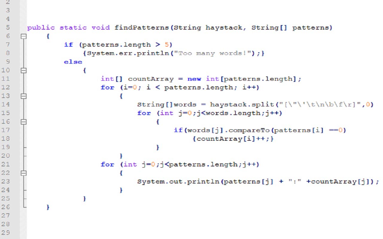 Code that defines a Java method